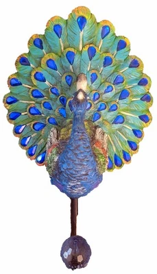 Gancho de pavo real de metal de montaje en pared de colección ideal para sombreros, carteras, abrigo, bata, gancho para toallas Foto 1 de 4