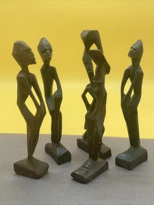 Vintage handgeschnitzte afrikanische Trommlerfiguren aus Holz 6,75 Zoll groß! - Bild 1 von 5