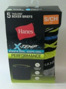Hanes X-Temp Boys Multicolor Boxer Briefs 5 Pack (Size S/CH 6-8) Tagless - Picture 1 of 9