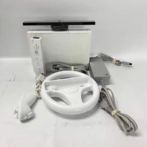 Nintendo Wii Video Game Console RVL-001 White With Wheel Accessory - Picture 1 of 14