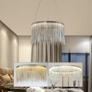 Modern Tassel Linear Chandelier, 60W Pendant Light LED Tassel Ceiling Chandelier - Picture 1 of 12