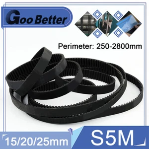 S5M Zahnriemen 250-2800 mm Umfang, 15/20/25 mm Breite Gummi Synchronbänder - Bild 1 von 16
