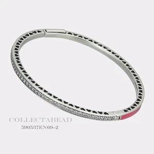Autentico Bracciale Pandora Argento Cuori Orchidea Smalto Zirconi 6,3" 590537EN69-1 - Foto 1 di 1