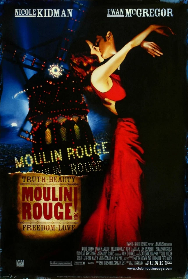 Moulin Rouge movie poster - 11 x 17 inches - Nicole Kidman, Ewan McGregor