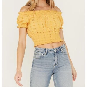 WOLF DAMEN STRICK ÖSEN GESMOKTES CROP TOP GR. L - Bild 1 von 13