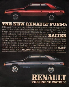1984 Print Ad Renault Fuego retro Car auto Red Blue Photo  07/31/22 - Picture 1 of 1