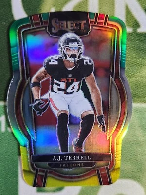 AJ Terrell 2022 Select Club Level Green Yellow Die Cut Prizm Atlanta Falcons 296 - Image 1 of 2