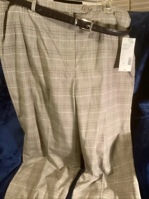 Pantalones de vestir para mujer Covington elásticos grises a cuadros frente plano talla 14 ¡NUEVOS CON ETIQUETAS! Foto 1 de 4