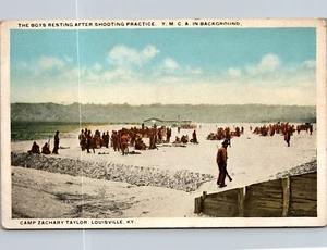 Boys Resting after Shooting Practice Camp Zachary Taylor Kentucky Postcard - Picture 1 of 2