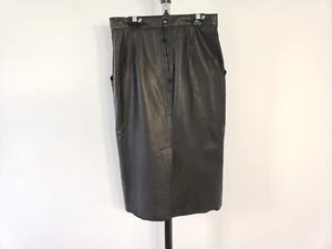 Falda lápiz negra vintage de cuero genuino y gamuza moda afilada para mujer - Imagen 1 de 17