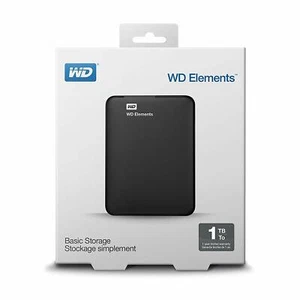 HDD externo portátil WD 1 TB Elements wdbuzg0010bbk-nesn usb 3.0 negro nuevo - Imagen 1 de 3