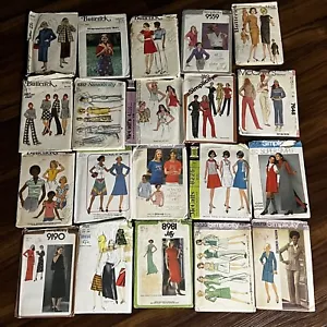 Vintage 60s 70s 80s Sewing Pattern Lot Boho Skirt Wedding Dress UNCHECKED 10 12 - Picture 1 of 20