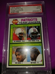 1979 Topps #76 Patriots Team Leaders Mike Haynes Stanley Morgan PSA 9 Mint - Picture 1 of 1