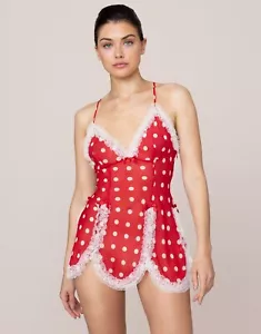 Agent Provocateur Ismay Red White Silk Slip UK10 Medium NWT $505 - Picture 1 of 11