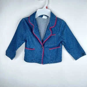 Vintage Girls Denim Jacket Red Piping Pockets California Gal USA Size 5 - Picture 1 of 11