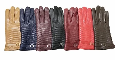  Genuine Leather gloves Women's Fashion Lambskin  Suede Gloves Warm Winter X Mas - Image 1 of 2