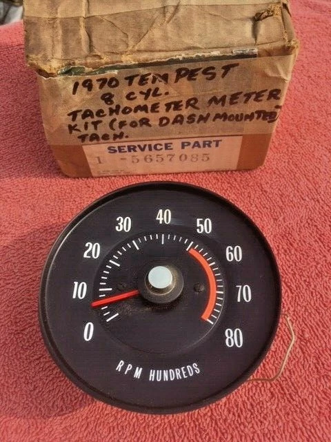 Pontiac Tempest 1970 V8 V-8 Nuevo de Lote Antiguo Tablero Tacómetro Calibre #5657085 Foto 1 de 4