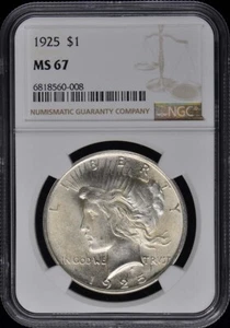 1925 Peace Dollar S$1 NGC MS67 - Picture 1 of 2