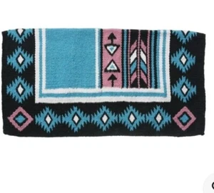 Tough-1 Cherokee blaugrün/rosa/weiß/schwarz 36x34" schwere Wollsatteldecke 35-9060 - Bild 1 von 1