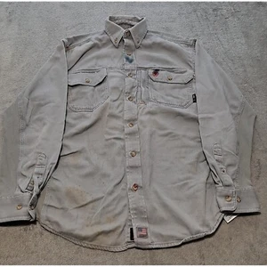 Ariat fr work button up shirt long sleeve small gray flame resistant mend - Picture 1 of 10