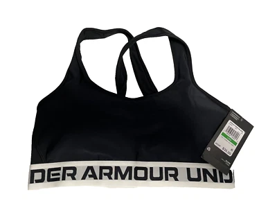Sujetador deportivo de compresión Under Armour para mujer grande ajustado UA Mid Crossback negro Foto 1 de 4