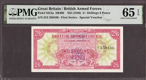Great Britain British Armed Forces 2 Shillings 6P 1946 P-M12a GEM UNC PMG 65 EPQ - Picture 1 of 2
