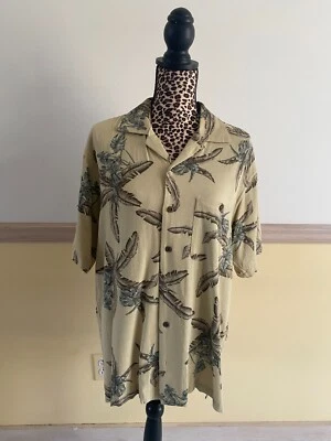 Camisa Hawaiana Floral Mezcla Seda Negra Tostada Geoffrey Beene Para Hombre Talla M Foto 1 de 3