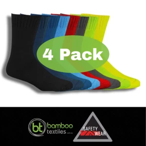 4x Bamboo Textiles Enviro Friendly Extra Thick 92% Bamboo Workwear Socks - Picture 1 of 9