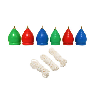 6 New Wooden Spinning Top Tops Toy Adult Kid Trompos with Cord con Cabuya