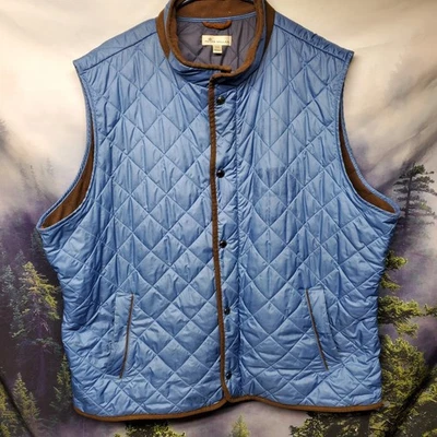 Peter Millar Mens Size 2XL XXL Blue Sleeveless Quilted Jacket Snap Puffer Golf - Image 1 of 4