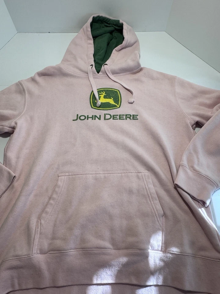 Woman’s John Deere Hoodie Sweatshirt Pink Size Large Fast Ship Great Condition - Image 1 of 4
