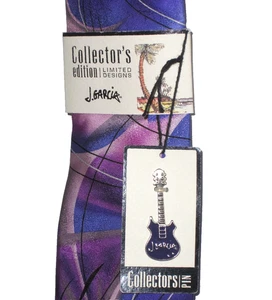 J. Garcia 100% Silk Collectors Edition Desert Island Tie & Purple Guitar Pin - Picture 1 of 3