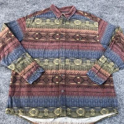 Cabela’s Men’s Deerskin Soft Chamois Cloth Aztec Flannel Shirt XL - Image 1 of 4