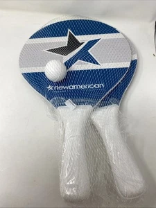 NUEVO Juego de 2 Palas de Madera Pádel Tenis Playa Paletas Publicidad Vacaciones - Imagen 1 de 2