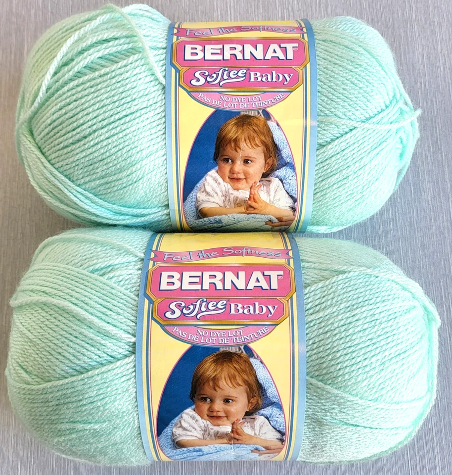 2 Skeins Bernat Softee Baby Sport DK Yarn Mint Green 5oz Each 100% Acrylic - Image 1 of 4