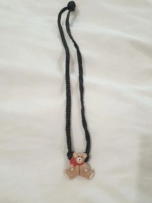 Винтажный летающих цветов керамический плюшевый медведь ожерелье  - Изображение 1 из 4