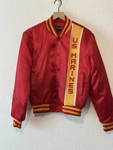 Vintage US Marines Corp Swingster Made in USA Satin Bomber Jacket Mens Small - Picture 1 of 11