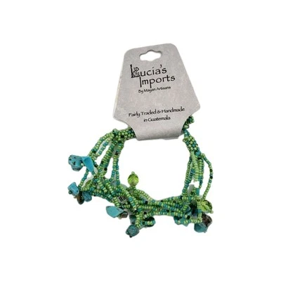 Lucia's Imports Green Turquoise Mayan Artisans Chunky Stone Beaded Bracelet NWT - Image 1 of 4