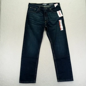 Wrangler Regular Fit Straight Jeans Mens 36x32 Blue Flex Dark Wash Denim New - Picture 1 of 9