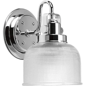Progress Lighting Archie 1-Light Chrome Bath Vanity Light with Prismatic Glass - Picture 1 of 16