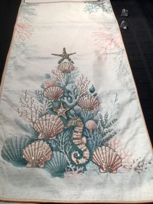 COSTERO Playa Navidad Cuentas Acento Mesa Corredor Vida Marina Árbol 16 x 72 NUEVO Foto 1 de 4