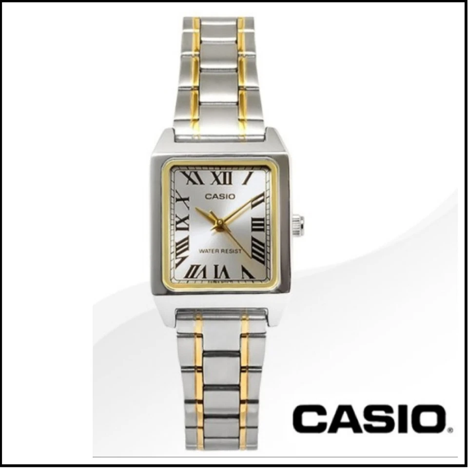 Casio Ltp-v007sg-9b Analog Ladies Champagne Dial Stainless Steel Quartz Watch