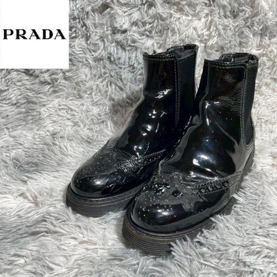 Botas Chelsea PRADA raras para mujer talla negras charol botas al tobillo Foto 1 de 4