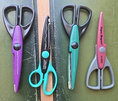 Lot Of 4 Scrapbooking Scissors Fiskars Paper Edgers Memory Cut Shapers Boarders - Image 1 of 4
