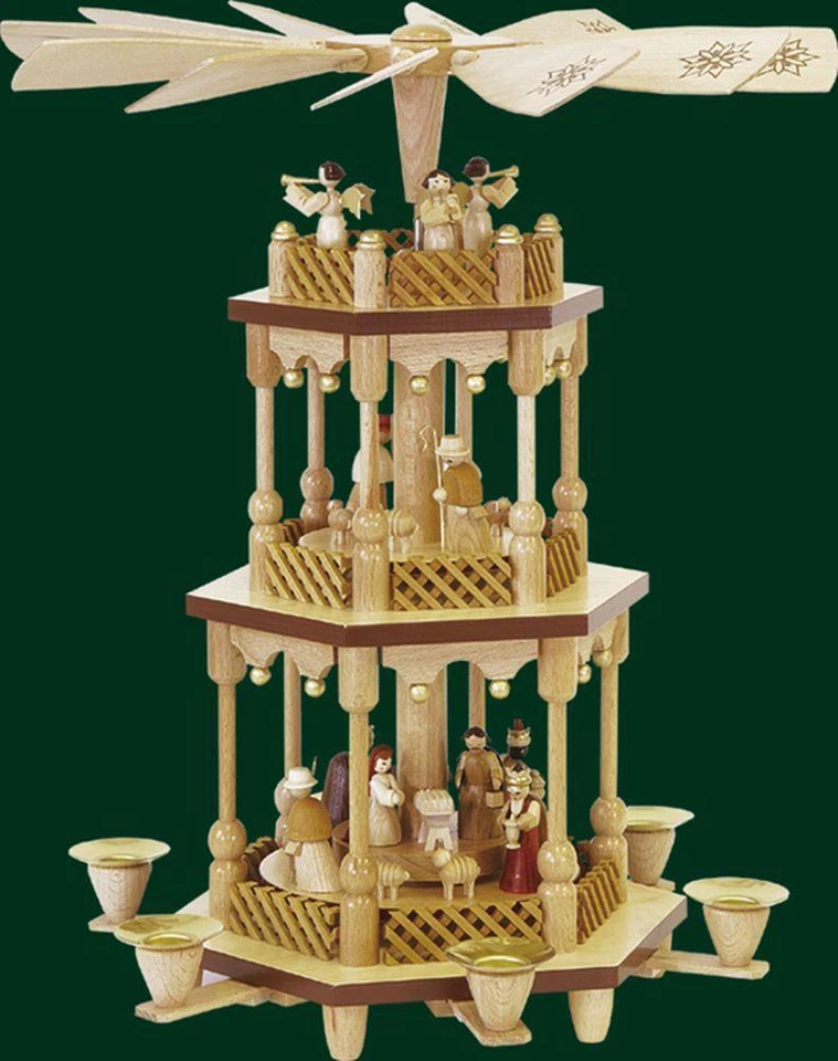 Mesa pirámide Nacimiento de Cristo en pirámide natural arte popular Erzgebirge NUEVO 13721 Foto 1 de 1