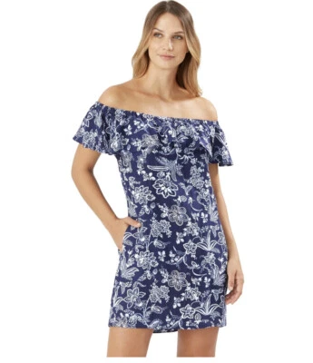 Tommy Bahama Women’s Delft Floral Lucia Off The Shoulder Dress Loose Fit Size S - Image 1 of 2