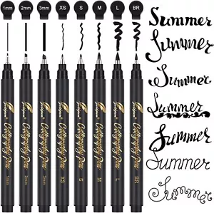 Calligraphy Pens Set, 8 Size Brush Markers for Hand Lettering and Writing - Picture 1 of 2