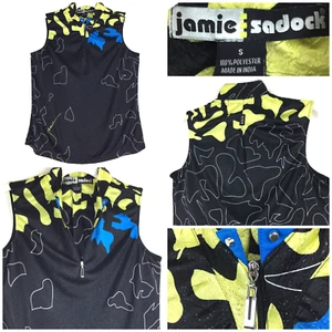 Jamie Sadock Womens Small (36 in Bust) Yellow Black Geometric 1/4 Zip Sports Top - Picture 1 of 13