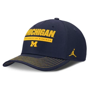 Michigan Wolverines Jordan Brand Rise Snapback Hat NCAA Navy Brand New M/L - Picture 1 of 4