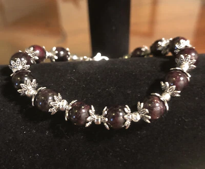 Pulsera con cuentas de granate rojo piedra natural Foto 1 de 4